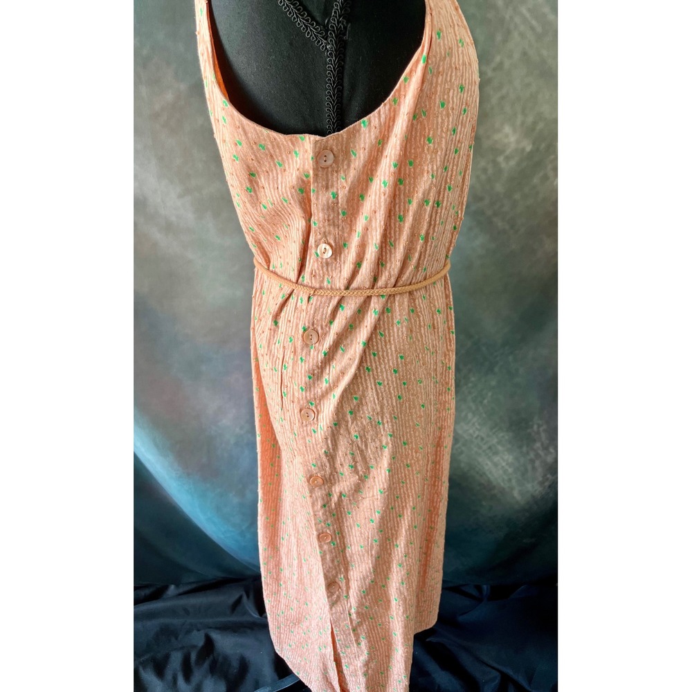 New Joie Women's Midi Dress Halter Neck Sleeveless Coral Green Floral Size Large - Picture 4 of 9